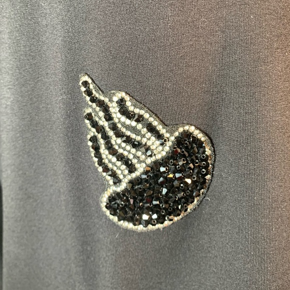 EUC Alain Murati Collection sequin Applique Sweatshirt Long-sleeve Black Medium - Picture 6 of 11